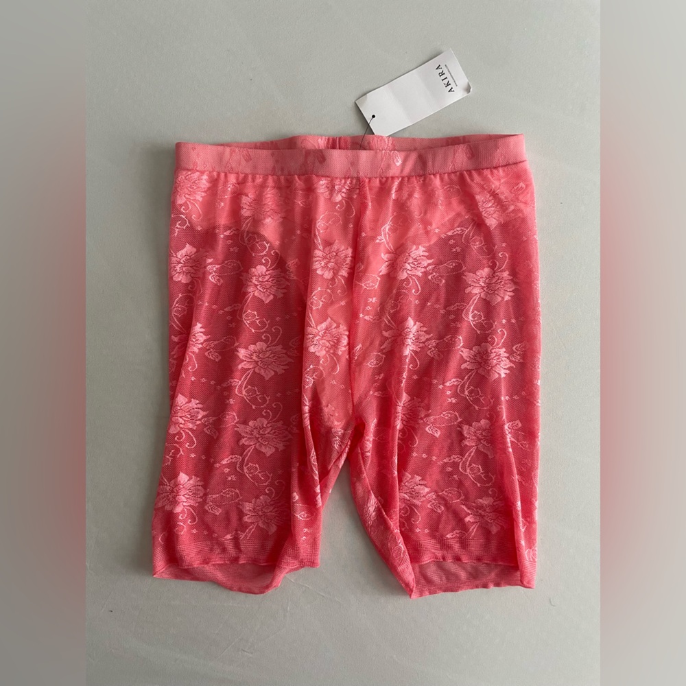 AKIRA Pink Lace see through shorts with attached thong